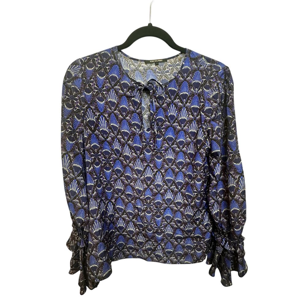 NWOT Kobi Halperin Blue Peacock Blouse size XS